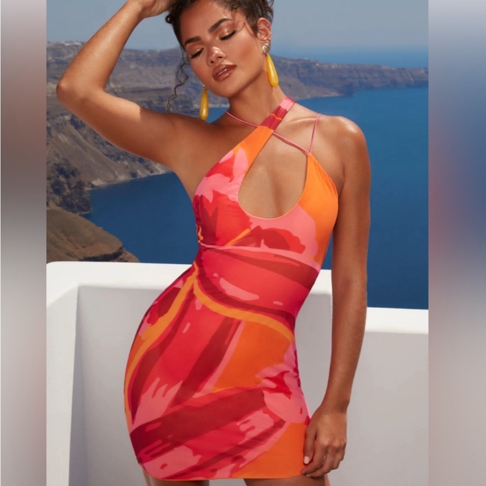 Oh Polly Vibrant Orange and Pink Dress